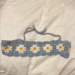 Blue Crochet Daisy Headband